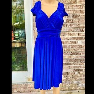 Bright Blue Grecian Drape Evan Picone Dress